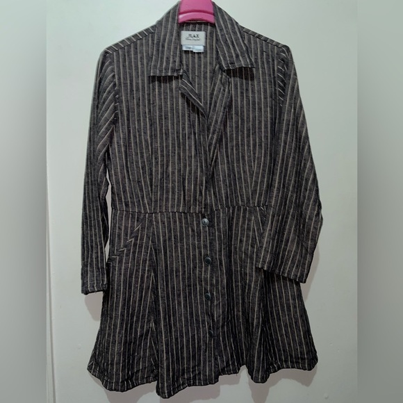 NWOT Jeanne Engelhart Flax Linen Button Stripe Blazer Jacket - Picture 5 of 6